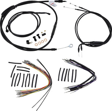 harley davidson flst [BURLY BRAND] - Complete Black Vinyl Handlebar Cable/Line Kit for Ape Hanger