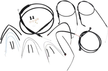 harley-davidson street bob [BURLY BRAND] - Complete Black Vinyl Handlebar Cable/Line Kit for Ape Hangers