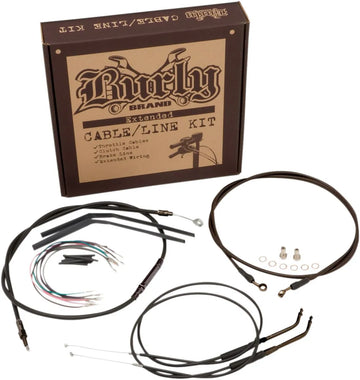 harley davidson flst [BURLY BRAND] - Complete Black Vinyl Handlebar Cable/Line Kit for Ape Hanger - 0