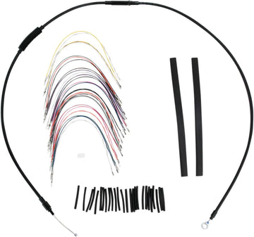 Harley Davidson FLHTC [BURLY BRAND] - Kit completo di cavi/linee manubrio in vinile nero per Ape Hanger