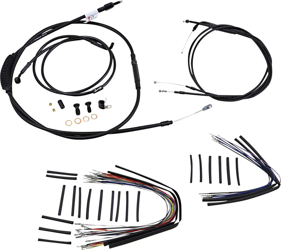Harley Davidson Fxst [BURLY BRAND] - Kit completo di cavi/linee manubrio in vinile nero per Ape Hangers