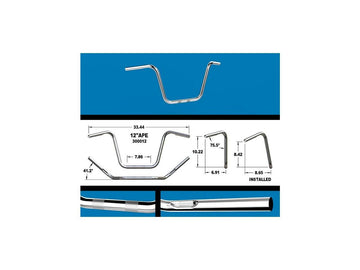 Harley Davidson Sportster [1982-2020] – 12 Ape Hanger Lenker mit Dellen, verchromt - 0