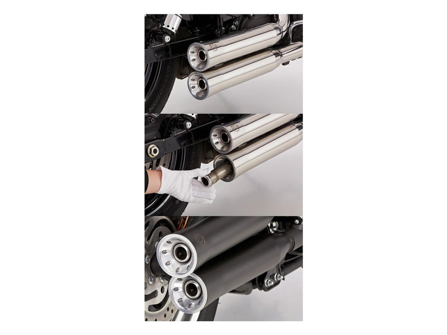 Harley Davidson FLSTF [2014-2016]-Double grooves panties-on polished silencer