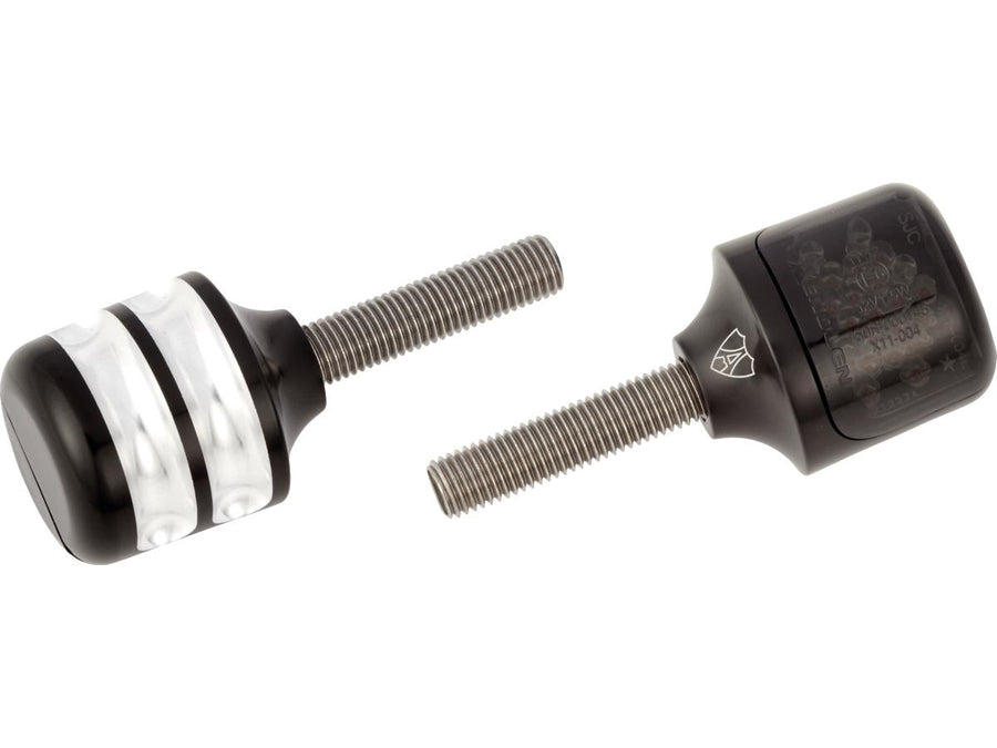 Harley Davidson – Geriffelte LED-Blinker Bernsteinfarbene LED´s Schwarz Eloxiert
