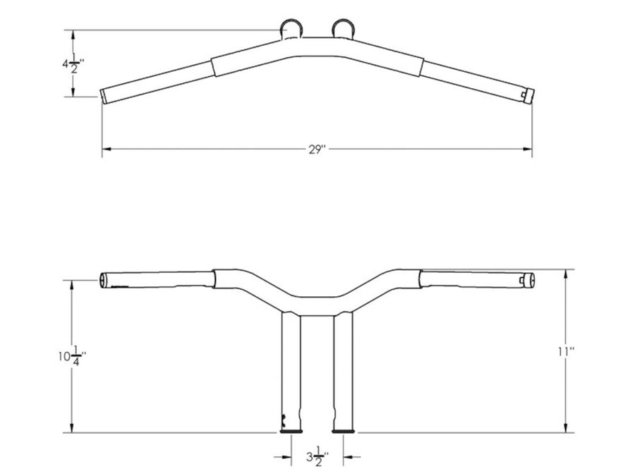 Harley Davidson Sportster [1982-2020] -10 "Dominator Raked Bar Lenker 4-Hole Black Black