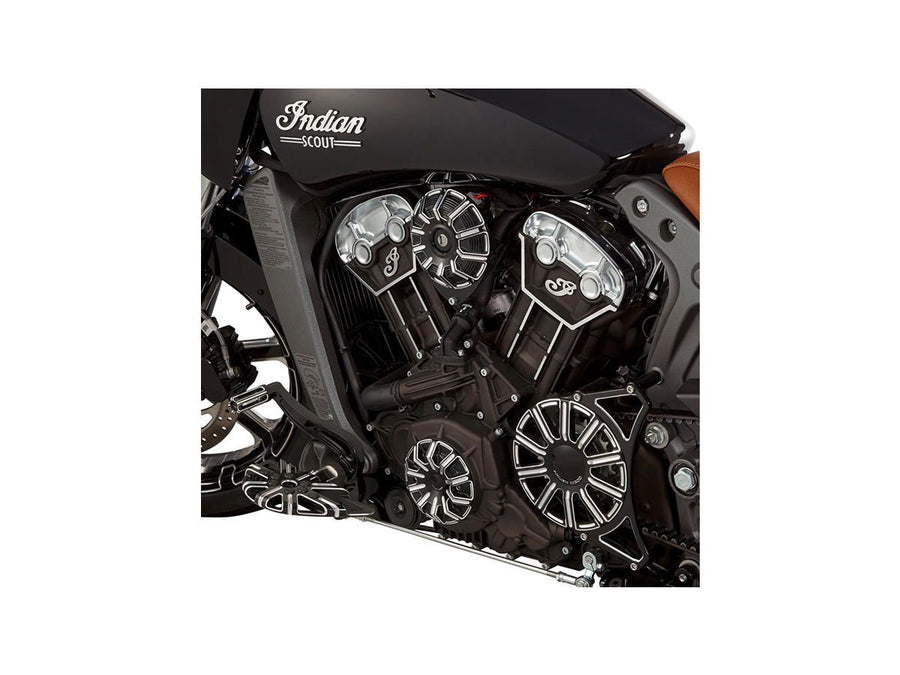 Harley Davidson Indian Scout [2015-2024] – 10-Gauge Statorabdeckung Schwarz Eloxiert