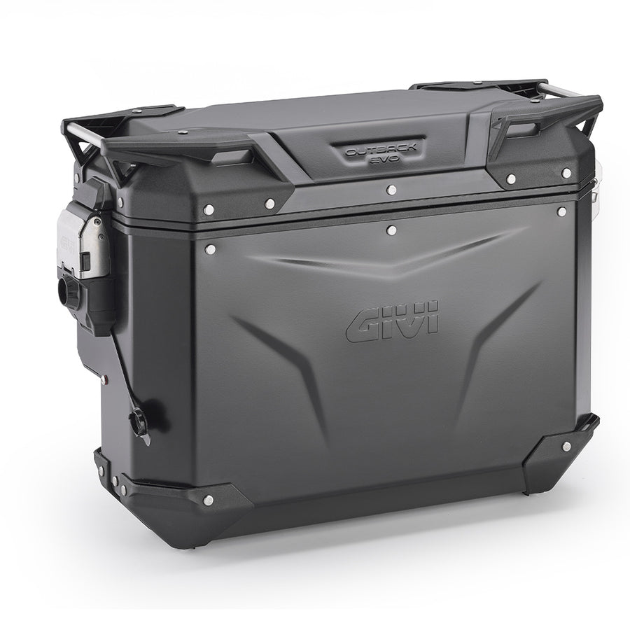Alu-Seitenkoffer Trekker Outback EVO 33 Monokey – Schwarz, seitlich versetzt, rechts, SMART SEC LOCK