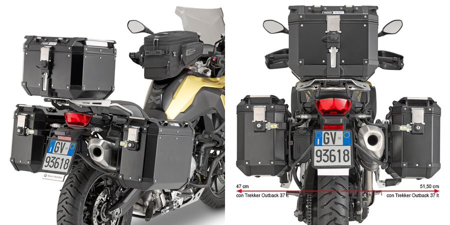 BMW F 900 GS Adventure [GIVI] - Stahlrohr-Seitenkofferträger für Trekker Outback MONOKEY® CAM-SIDE Koffer Durchmesser 18