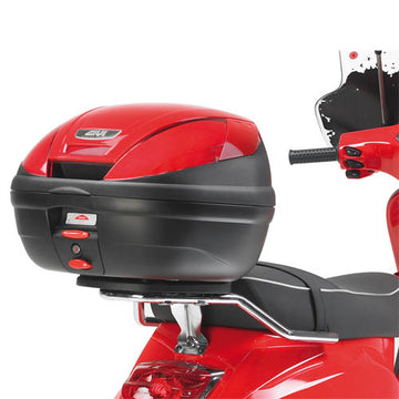 Piaggio Vespa LX 50-125-150 [GIVI] - Topcase Träger chrom für MONOLOCK® Koffer benutzen Sie die im Koffer mitgelieferte