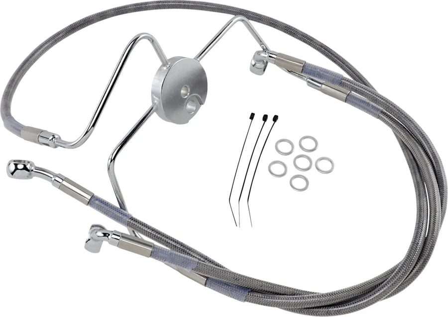 harley davidson flhri [DRAG SPECIALTIES] - Kit conduites de frein inox en version allongée