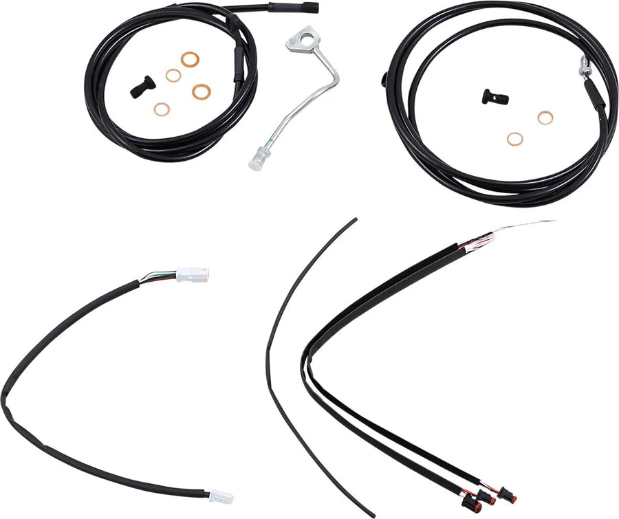 harley davidson flhrxs [BURLY BRAND] - Complete Black Vinyl Handlebar Cable/Line Kit for Ape Hanger