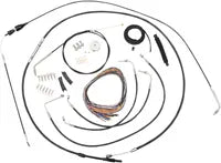 Harley Davidson Flhtcui [LA CHOPPERS] – Komplettes Schwarzes Vinyl-Geflochtenes Lenkerzug-/Bremsleitungs-Kit