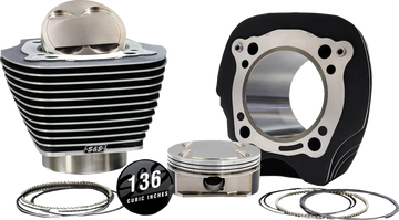 Harley-Davidson FXBB 1923 Softail Street Bob 117 [2025] - 132" Hochverdichtungs- / 136" Big Bore Kit – Oberfläche: Schwarz, Hervorgehobene Lamellen – Merkmal: 0,00 cm³ Kuppelvolumen – Bild 1