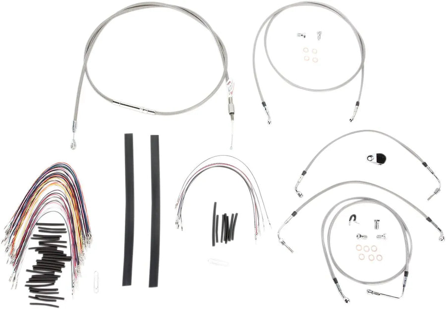 harley davidson flhtc [BURLY BRAND] - Kit complet de câbles de guidon/conduites de frein en acier inoxydable
