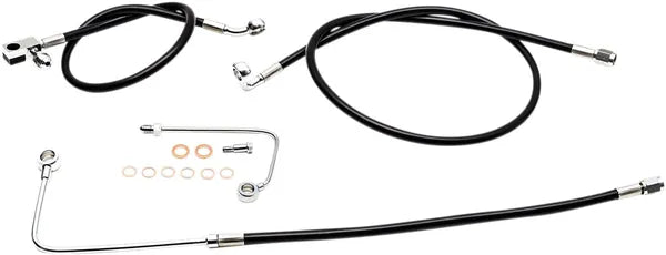 Harley Davidson FLS [LA CHOPPERS] – Schwarzes Geflochtenes Bremsleitungs-Kit