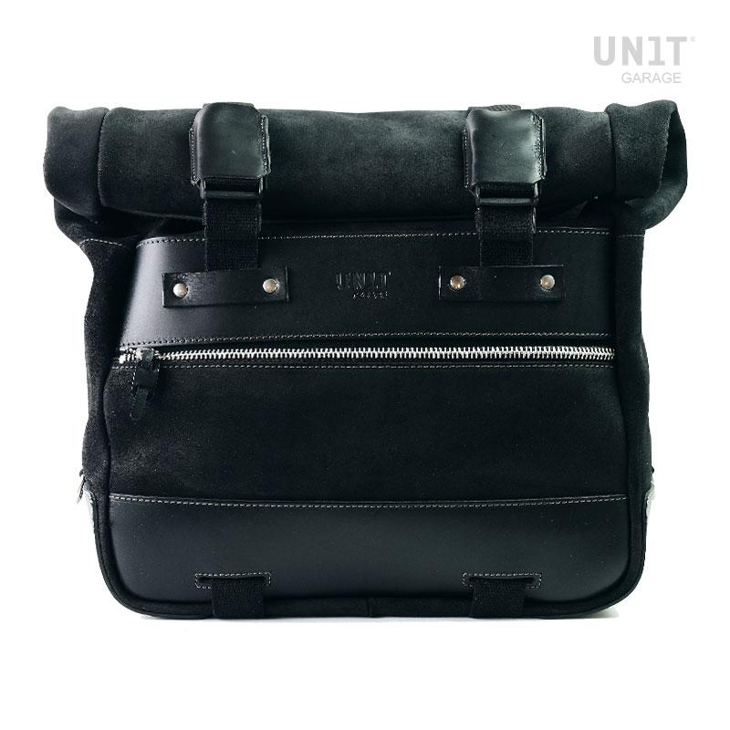BMW R nineT 1200 Scrambler [2016-2023] - Kultige Seitentasche aus Spaltleder 40L - 50L + Aluminiumplatte + rechter Rahmen für Atlas Aluminiumtasche