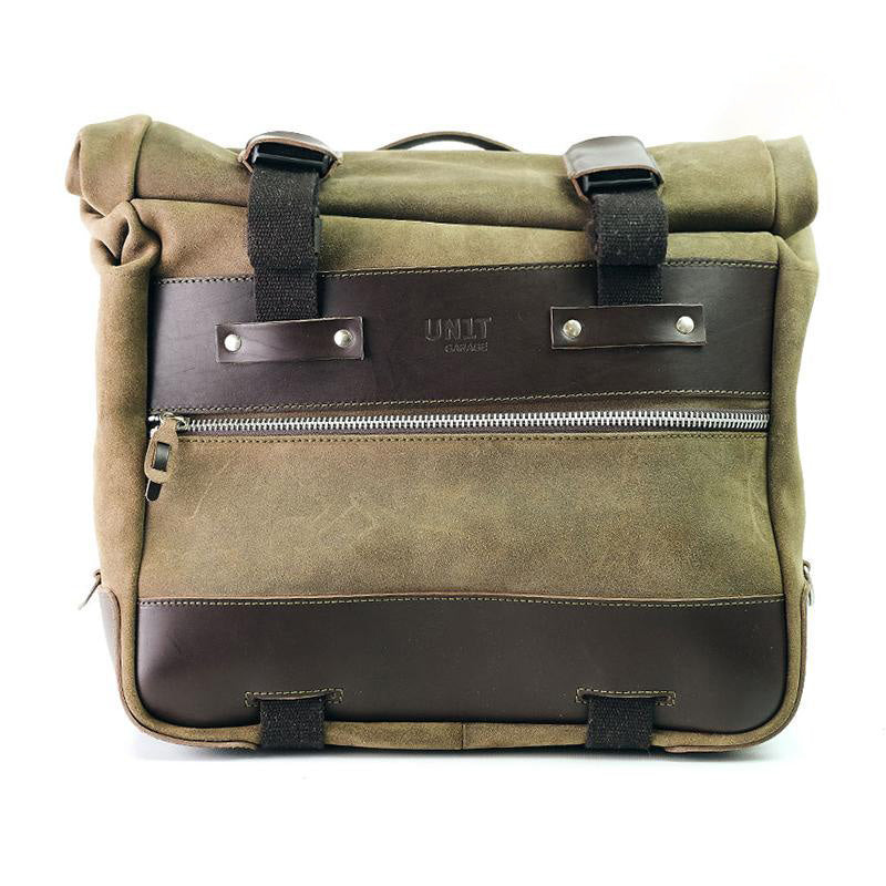 BMW R nineT 1200 Scrambler [2016-2023] - Kult-Seitentasche aus Spaltleder 40L - 50L + Aluminiumplatte (Schalldämpferseite)