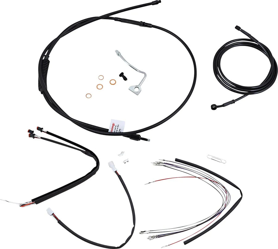 harley davidson flhrxs [BURLY BRAND] - Complete Black Vinyl Handlebar Cable/Line Kit for Ape Hanger