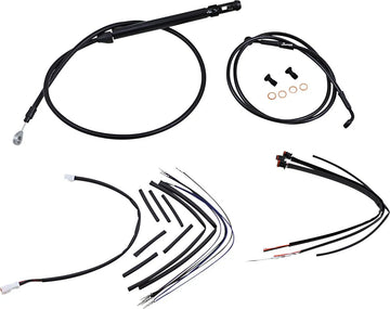 Harley Davidson Softail Street Bob FXBB [Marque Burly] – Kit complet de câbles/lignes de guidon en vinyle noir pour cintres Ape