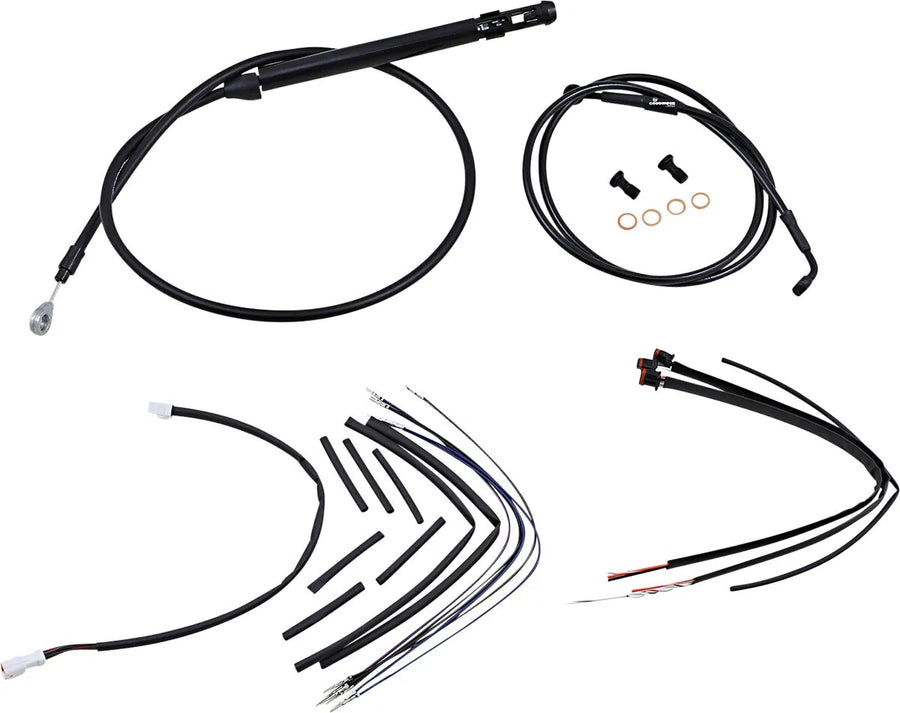 Harley-Davidson Street Bob [BURLY BRAND] - Kit complet de câbles/lignes de guidon en vinyle noir pour cintres Ape