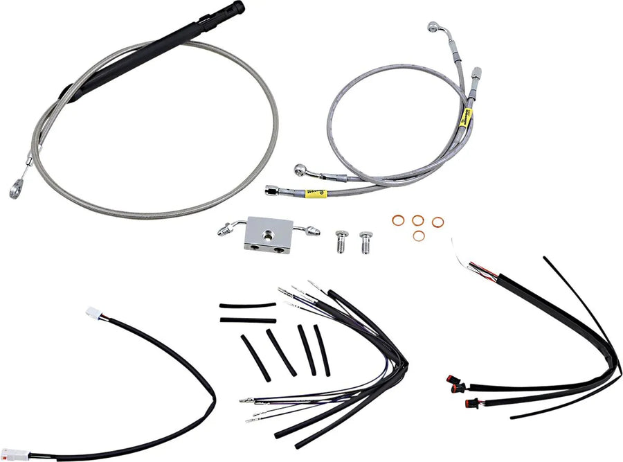 harley davidson flfb [BURLY BRAND] - Kit câble de guidon et conduite de frein pour guidon Burly Ape