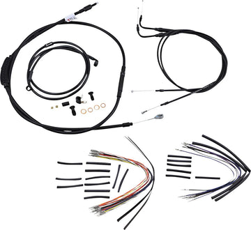 harley davidson flst [BURLY BRAND] - Complete Black Vinyl Handlebar Cable/Line Kit for Ape Hanger