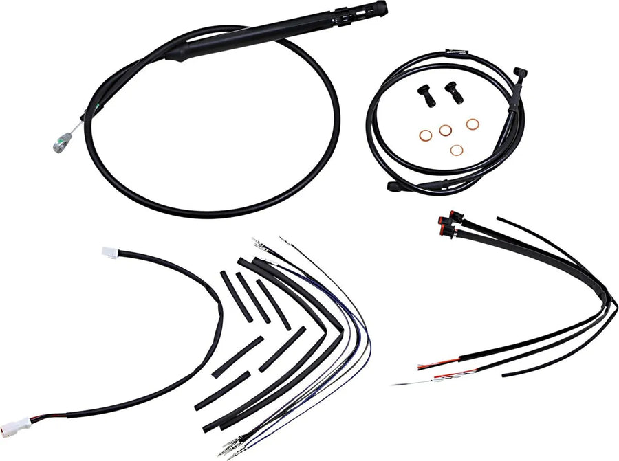 harley davidson softail street bob fxbb [BURLY BRAND] - Complete Black Vinyl Handlebar Cable/Line Kit for Ape Hangers