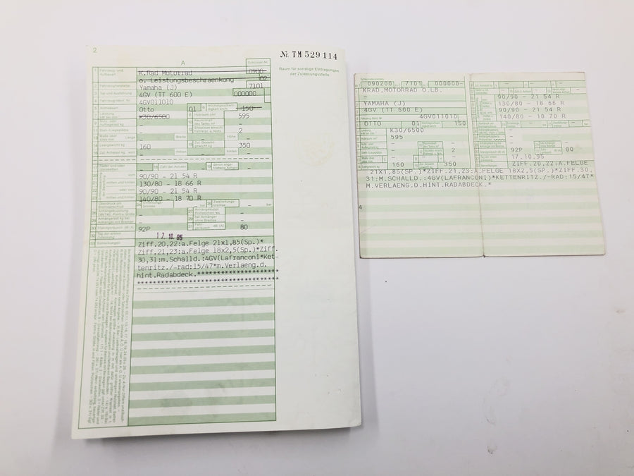 Yamaha TT 600 E 4GV [1995] - Rahmen Hauptrahmen mit Papieren