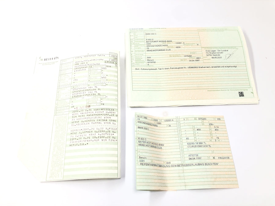 BMW R 850 C 259C [1999] - tête de cadre avec documents du véhicule