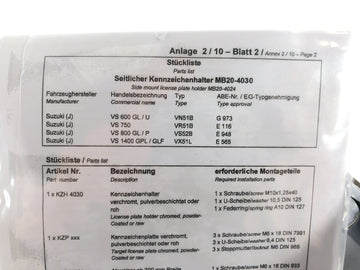 Suzuki VS 600 - 1400 Intruder [Burchard] - Seitlicher Kennzeichenhalter 180 x 200 L Chrom neuwertig - 0
