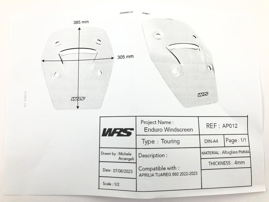 Aprilia Tuareg 660 - WRS Windschild Windschutzscheibe Touring getönt