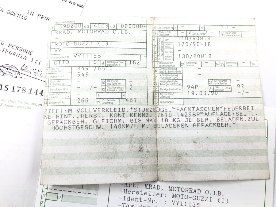 Moto Guzzi California III VY Integrale [1990] - Cadre avec papiers