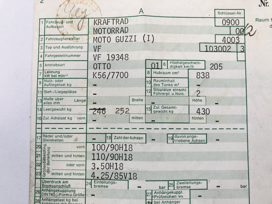 Moto Guzzi 850 Le Mans 3 VF [1986] - Frame con documenti