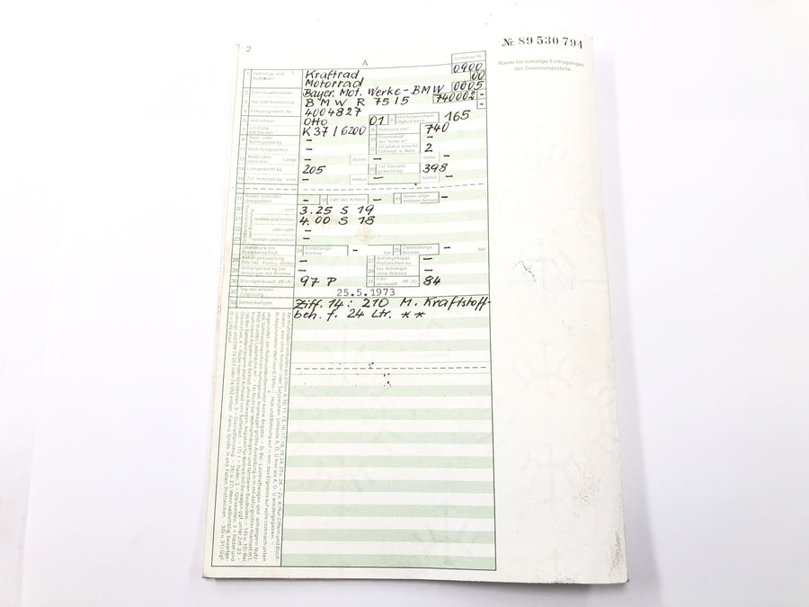 BMW R75/5 [1973] - frame with papers