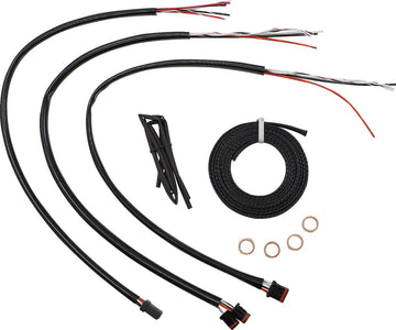 harley davidson flfb [LA CHOPPERS] – Komplettes Midnight Geflochtenes Lenkerzug-/Bremsleitungskit - 0