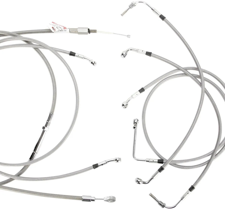 harley davidson flhtc [BURLY BRAND] - Kit complet de câbles de guidon/conduites de frein en acier inoxydable