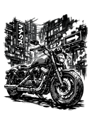 Harley davidson sportster [Hoodie] - Manga Neon City - Chest Print