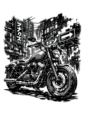 Harley davidson sportster [Hoodie] - Manga Neon City - back print