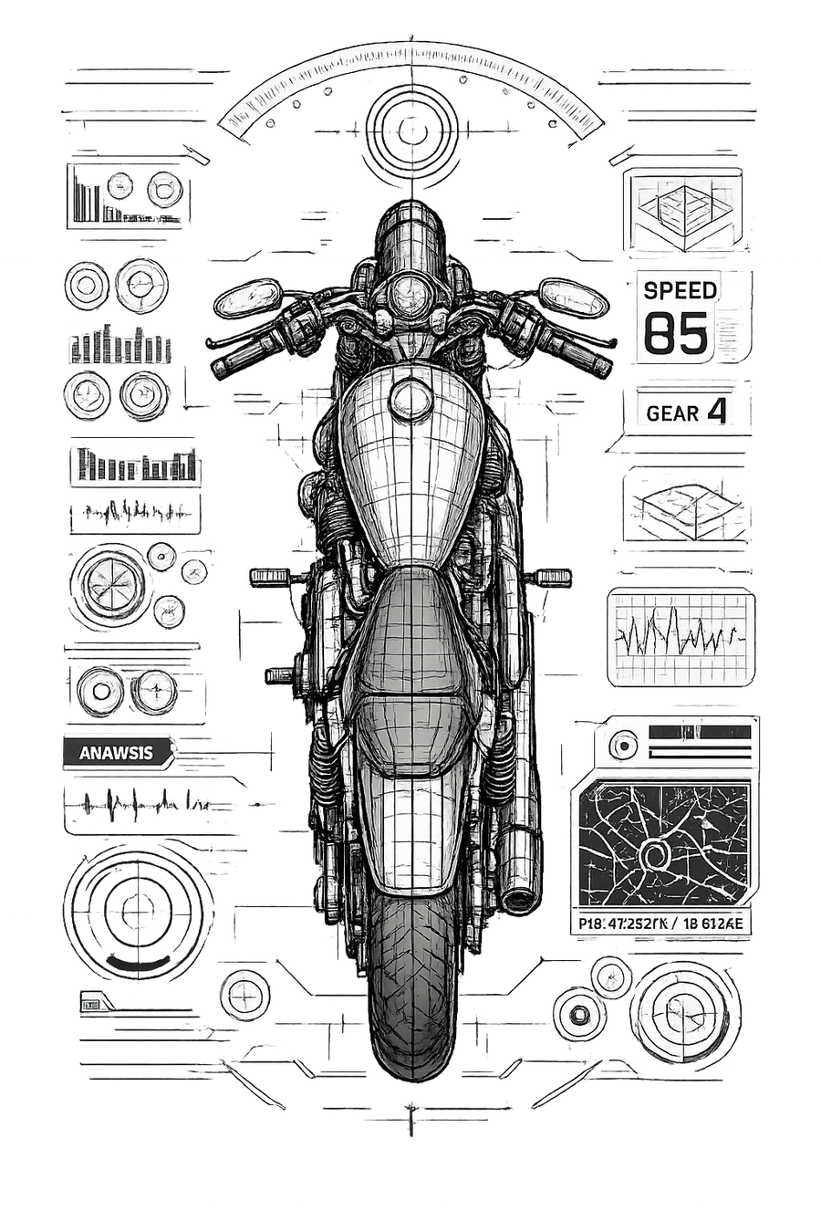 Harley davidson sportster [cup black] - top-down tech - one-sided