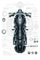 Honda vtx 1300 [T-Shirt] - Top-Down Tech - Brust Print