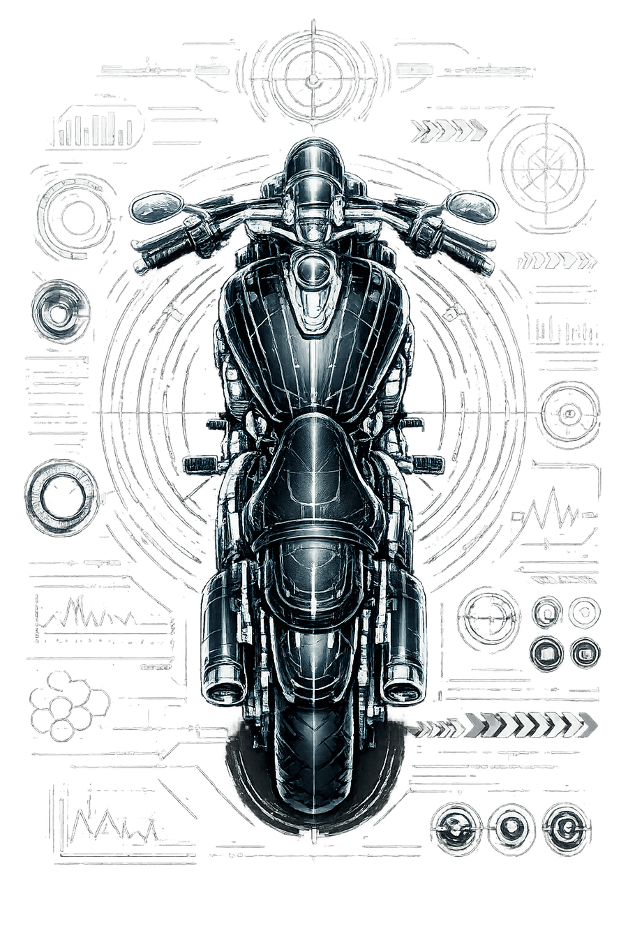 Honda vtx 1300 [T-Shirt] - Top-Down Tech - Brust Print