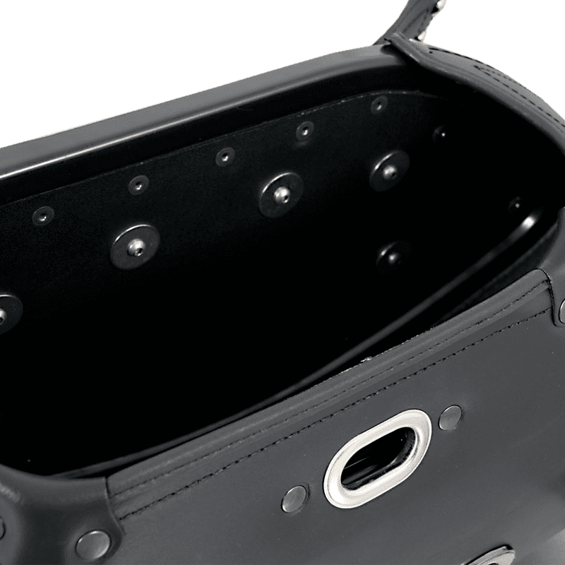 Motorradtasche [Hepco & Becker] - Leder Buffalo Big schwarz links – Rohrpacktaschenhalter