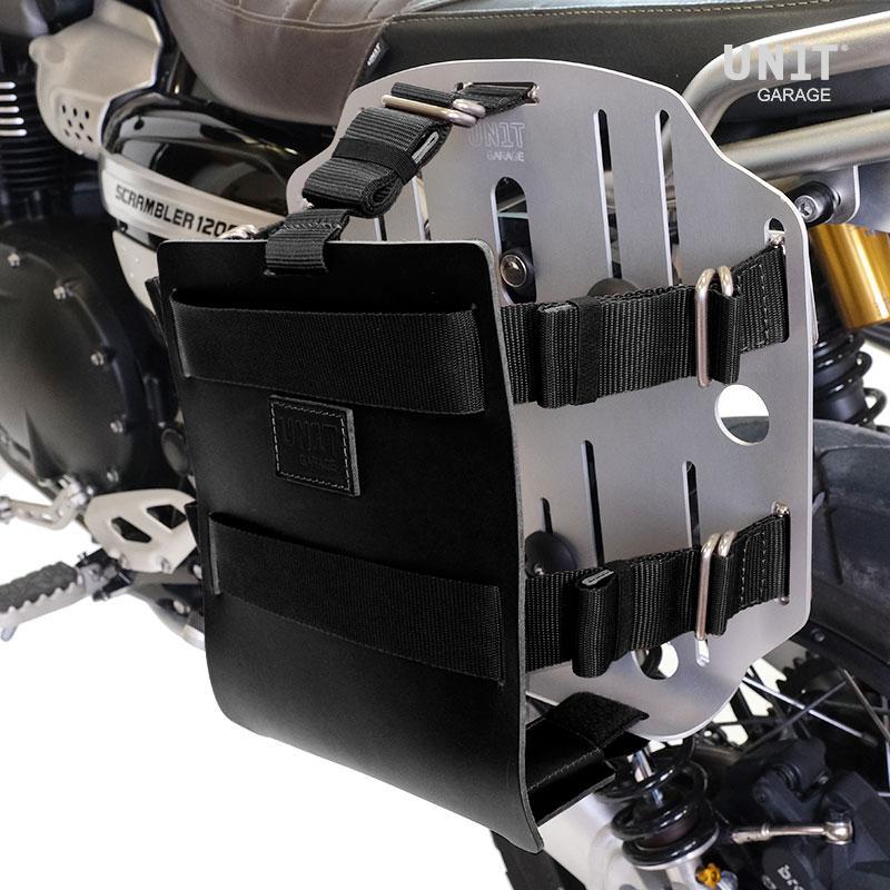 BMW R nineT 1200 Roadster [2014-2023] - Aluminium-Taschenhalter mit verstellbarer Lederfront, Schnellkupplung und Rahmen