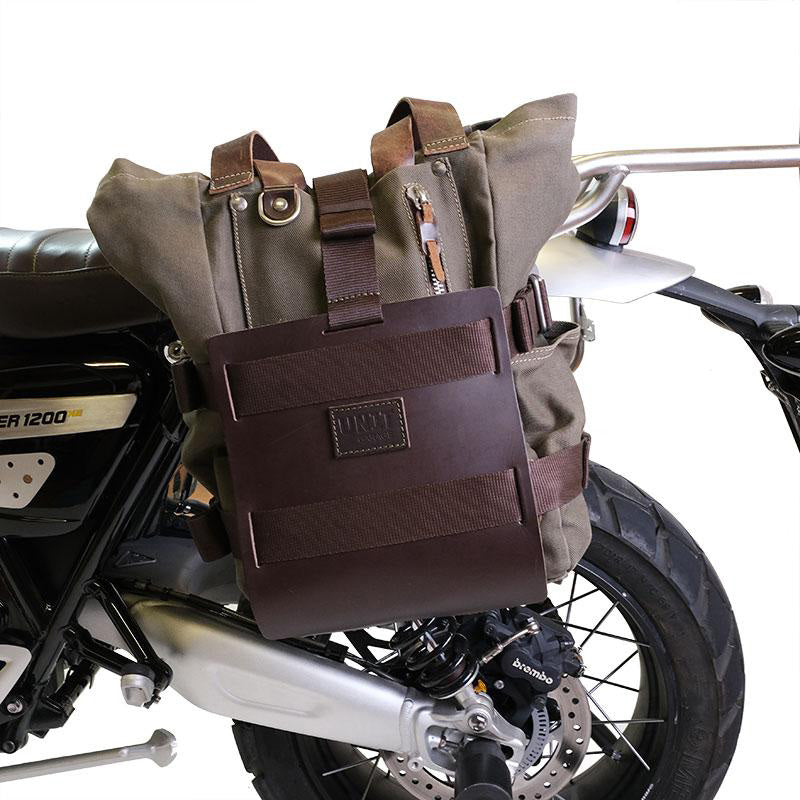 BMW R 1300 GS [2024–2026] - Aluminium-Taschenhalter mit verstellbarer Lederfront und Schnellkupplung + Rahmen links