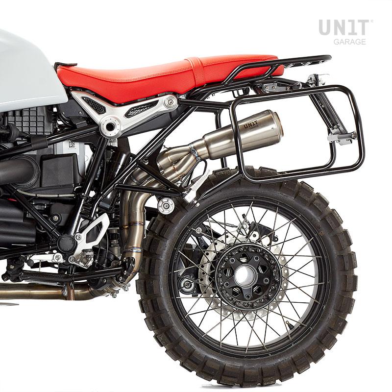 BMW R nineT 1200 Urban G/S (hoher Auspuff) [2017-2023] - Paar Cult-Seitentaschen aus Canvas 40L - 50L + Paar Aluminiumplatten + Atlas NineT Aluminium Taschenrahmen